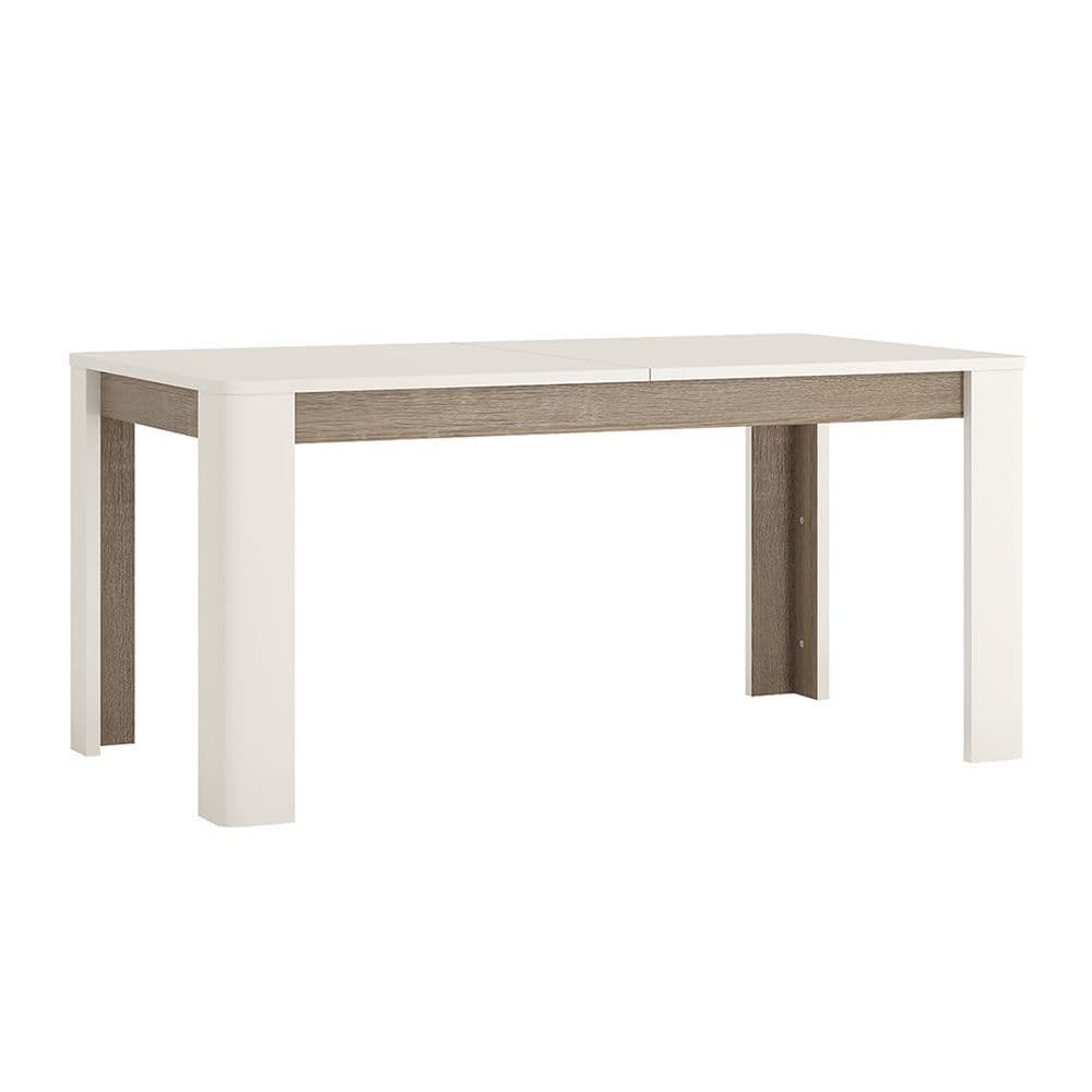 Brompton Extending Dining Table in White with oak trim